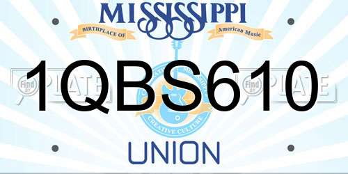 1QBS610 Mississippi License Plate