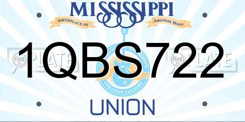 1QBS722 Mississippi License Plate