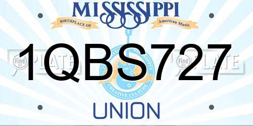 1QBS727 Mississippi License Plate