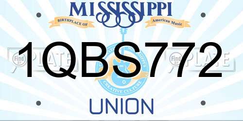 1QBS772 Mississippi License Plate