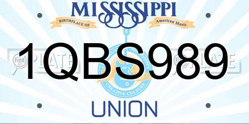 1QBS989 Mississippi License Plate