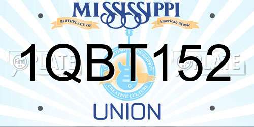 1QBT152 Mississippi License Plate