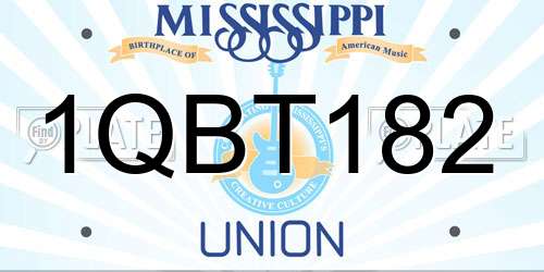 1QBT182 Mississippi License Plate