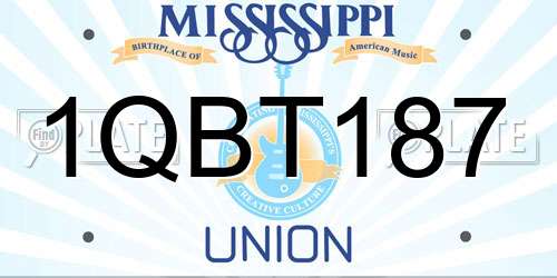 1QBT187 Mississippi License Plate