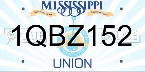 1QBZ152 Mississippi License Plate