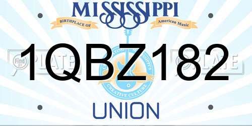 1QBZ182 Mississippi License Plate