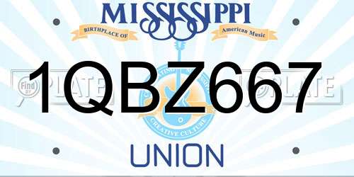 1QBZ667 Mississippi License Plate