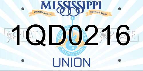 1QD0216 Mississippi License Plate