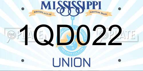 1QD022 Mississippi License Plate
