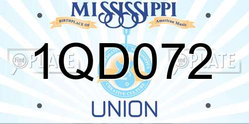 1QD072 Mississippi License Plate