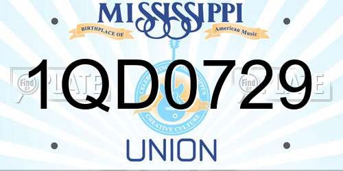 1QD0729 Mississippi License Plate