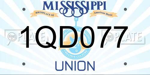 1QD077 Mississippi License Plate
