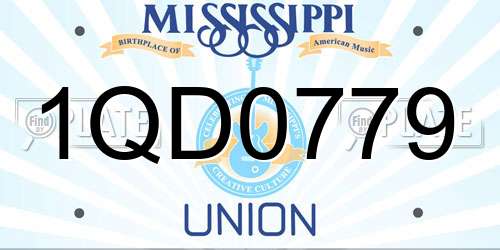 1QD0779 Mississippi License Plate