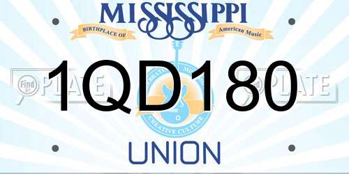 1QD180 Mississippi License Plate