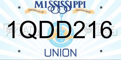 1QDD216 Mississippi License Plate