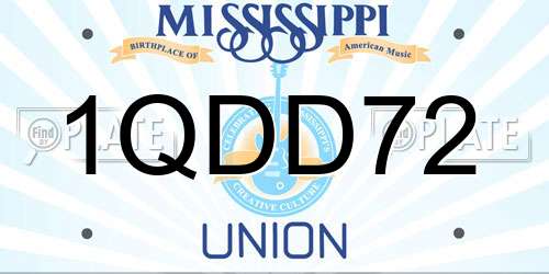1QDD72 Mississippi License Plate