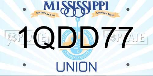 1QDD77 Mississippi License Plate