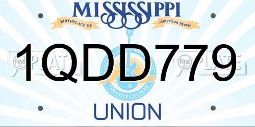 1QDD779 Mississippi License Plate
