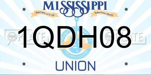 1QDH08 Mississippi License Plate