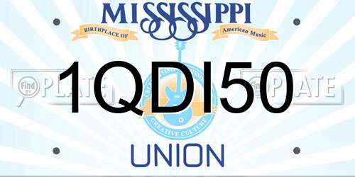 1QDI50 Mississippi License Plate