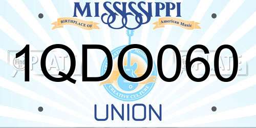 1QDO060 Mississippi License Plate