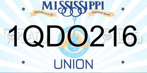 1QDO216 Mississippi License Plate