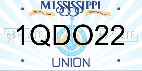 1QDO22 Mississippi License Plate