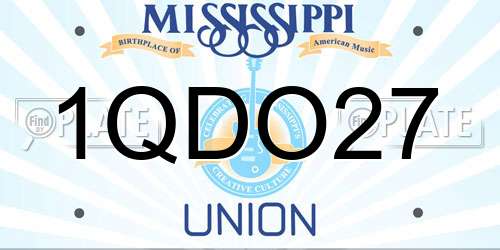 1QDO27 Mississippi License Plate