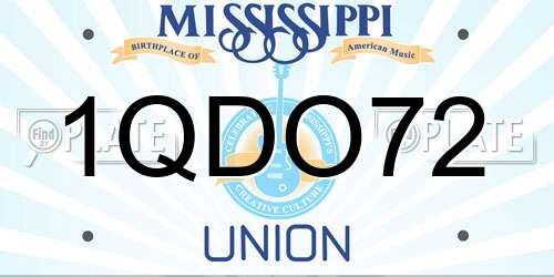 1QDO72 Mississippi License Plate