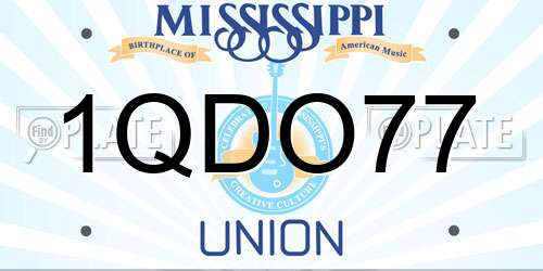 1QDO77 Mississippi License Plate