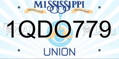 1QDO779 Mississippi License Plate