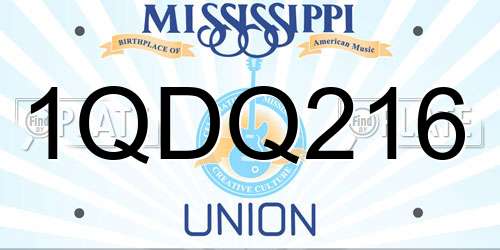 1QDQ216 Mississippi License Plate