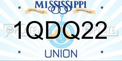 1QDQ22 Mississippi License Plate