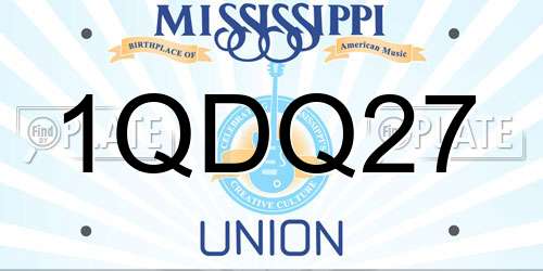 1QDQ27 Mississippi License Plate