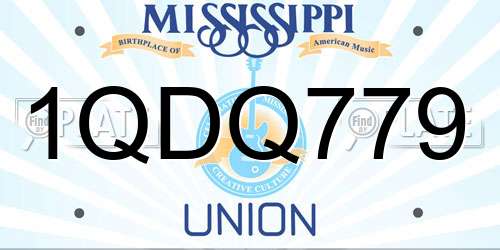 1QDQ779 Mississippi License Plate