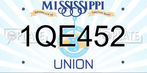 1QE452 Mississippi License Plate