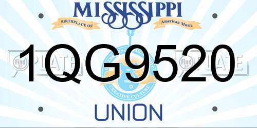 1QG9520 Mississippi License Plate