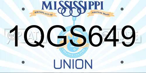 1QGS649 Mississippi License Plate