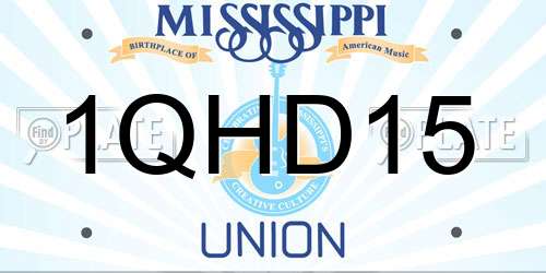 1QHD15 Mississippi License Plate