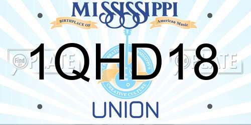 1QHD18 Mississippi License Plate