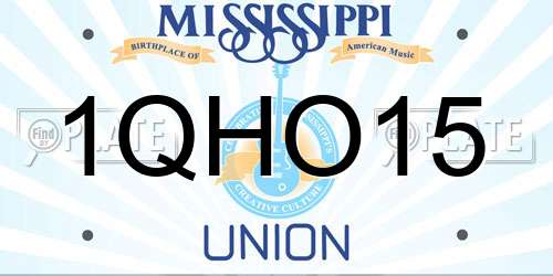 1QHO15 Mississippi License Plate