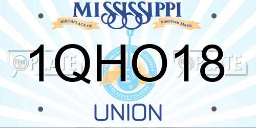 1QHO18 Mississippi License Plate