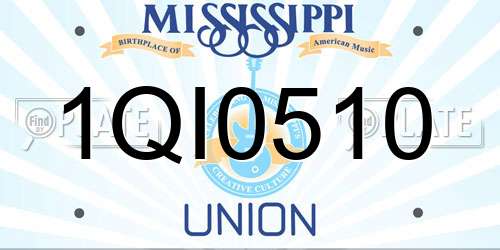 1QI0510 Mississippi License Plate