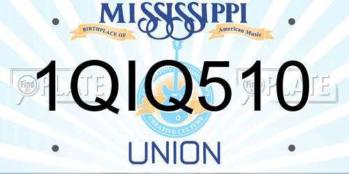 1QIQ510 Mississippi License Plate
