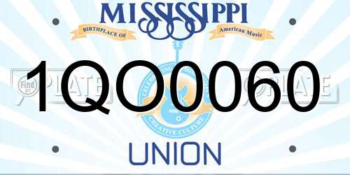 1QO0060 Mississippi License Plate