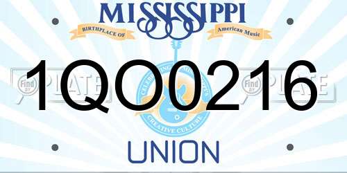 1QO0216 Mississippi License Plate