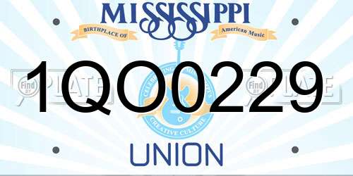 1QO0229 Mississippi License Plate