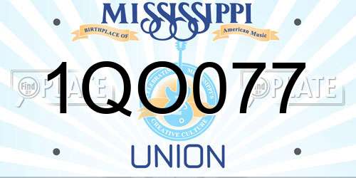 1QO077 Mississippi License Plate