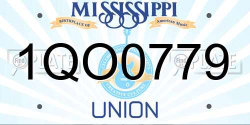 1QO0779 Mississippi License Plate