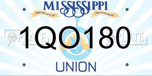 1QO180 Mississippi License Plate